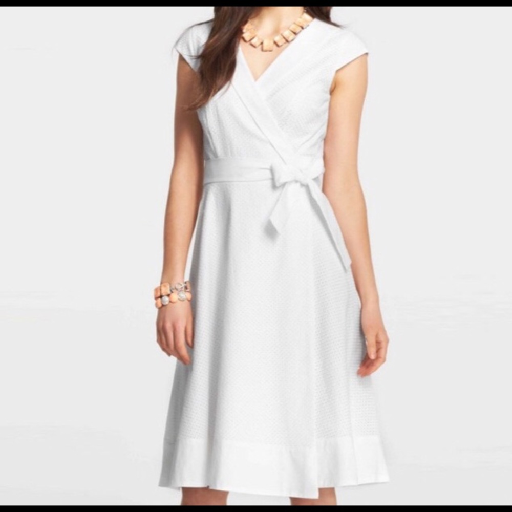 NWOT Ann Taylor White Eyelet Wrap Dress